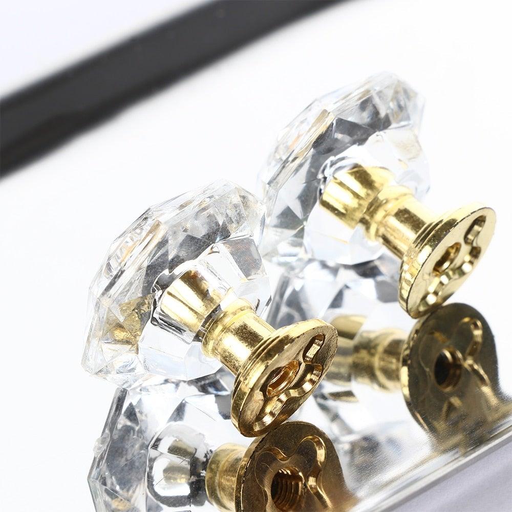 2 pcs Crystal Knobs Cupboard Drawer Pull Handle Door Knob Diamond Shape Cabinet Knob Home Furniture Accessories Dresser Knobs For Kitchen Furniture Kids Room Cabinet Knobs Stevvex