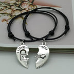2 pcs Set Couple Trendy Bracelet For Friend Lock Key Design Black Color Rope Couple Bracelets For Women Men Attraction Matching Bracelet Gifts For Boyfriend Girlfriend Best Friend Eternal Love Charms Adjustable Jewelry