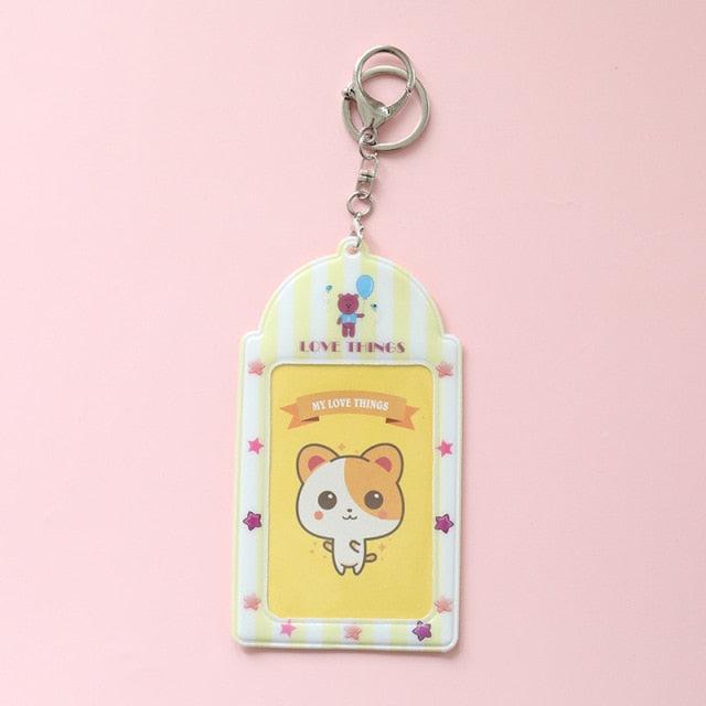2 Pockets Colorful Photo Card Holder Pockets for Mini Photo Sticker & Name Card 3 Inch 6.35 x 9cm Photos with Key Chain Album Gifts For Valentines Day Stevvex