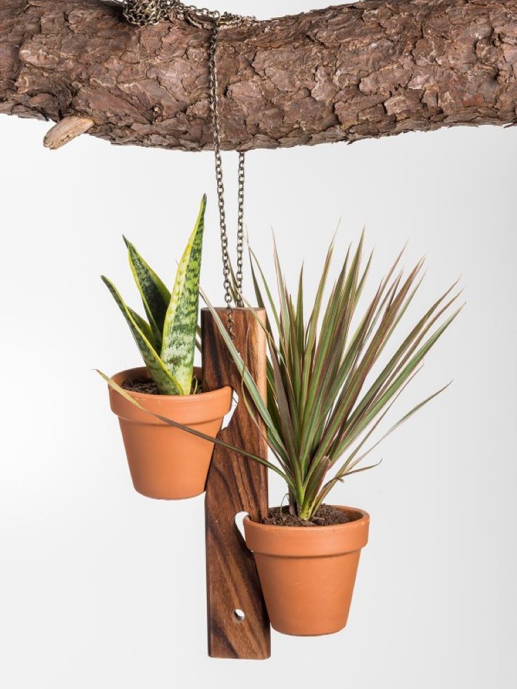 2 Pot Hanging Or Standing Plant Holder For 4in-6in Terra Cotta Pots BandsCo Straps