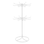 2-Tier Rotary Jewelry Stand Rack Earrings Necklace Display Organizer Holder Rotating Durable Jewelry Rack Display Hanger Rotating 2 Tier Jewelry Tree Organizer in Black Metal Jewelry Organizer