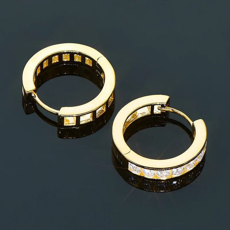 2.5mm Moissanite Hoop Huggie Earrings 925 Sterling Silver Unisex Certified Pair BandsCo Straps