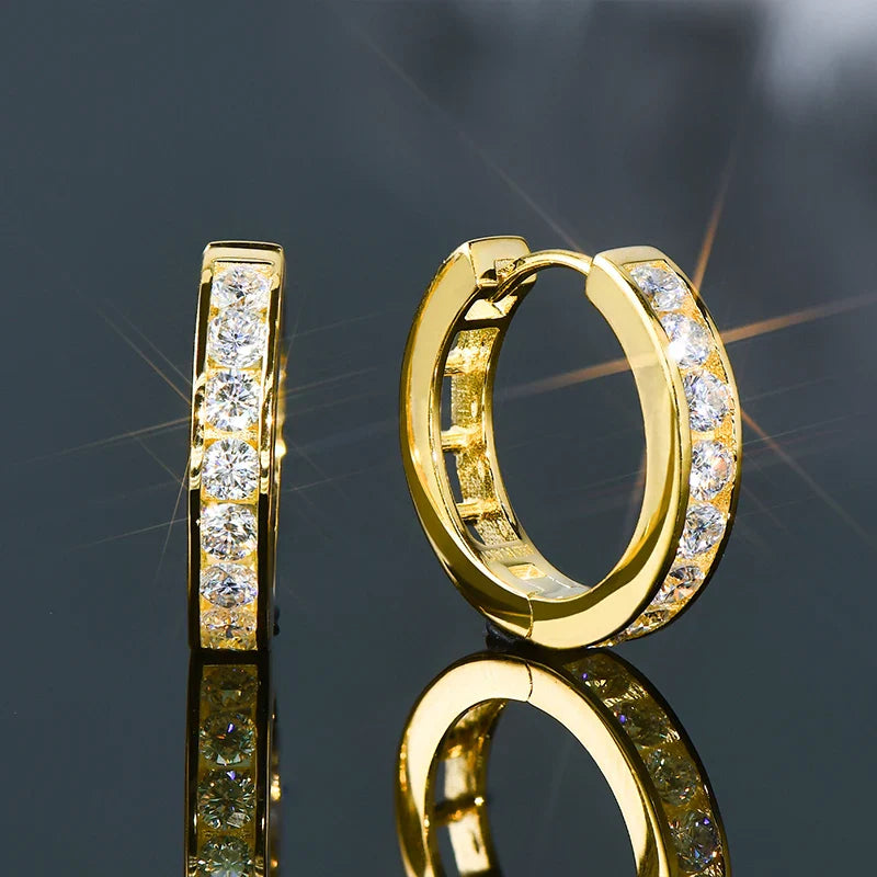 2.5mm Moissanite Hoop Huggie Earrings 925 Sterling Silver Unisex Certified Pair BandsCo Straps