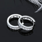 2.5mm Moissanite Hoop Huggie Earrings 925 Sterling Silver Unisex Certified Pair BandsCo Straps