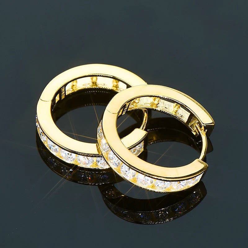 2.5mm Moissanite Hoop Huggie Earrings 925 Sterling Silver Unisex Certified Pair BandsCo Straps