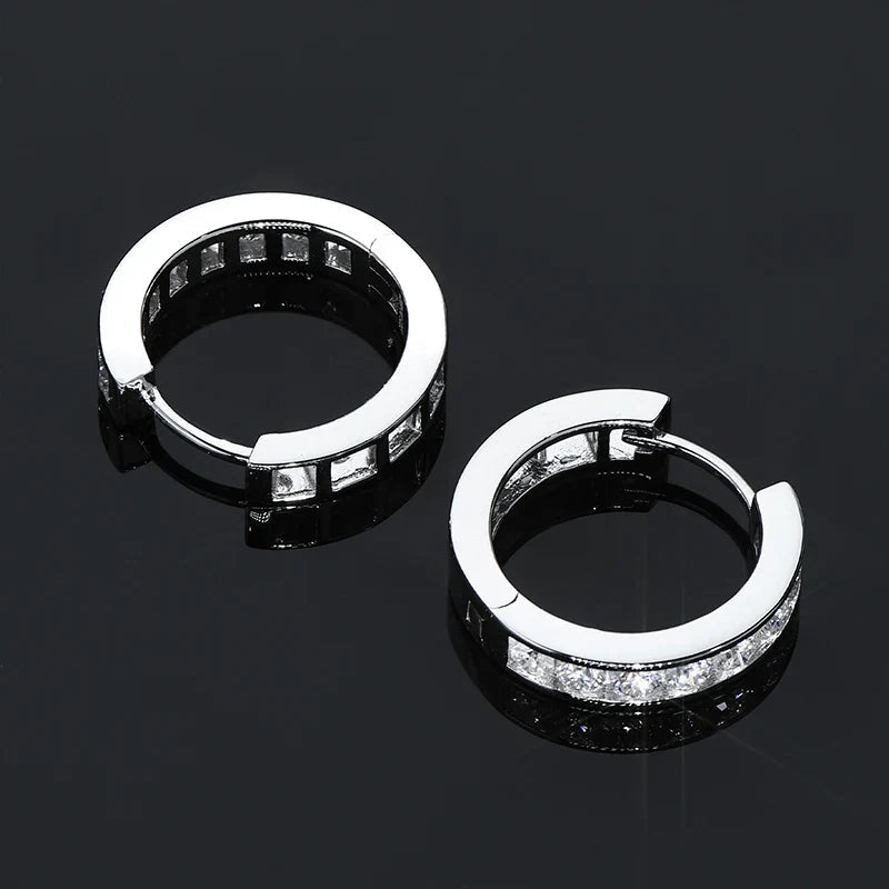2.5mm Moissanite Hoop Huggie Earrings 925 Sterling Silver Unisex Certified Pair BandsCo Straps