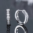 2.5mm Moissanite Hoop Huggie Earrings 925 Sterling Silver Unisex Certified Pair BandsCo Straps