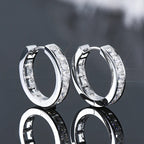 2.5mm Moissanite Hoop Huggie Earrings 925 Sterling Silver Unisex Certified Pair BandsCo Straps