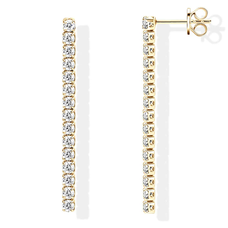 2.5mm Moissanite Tassel Stud Earrings 925 Sterling Silver Tennis Chain BandsCo Straps
