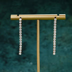 2.5mm Moissanite Tassel Stud Earrings 925 Sterling Silver Tennis Chain BandsCo Straps