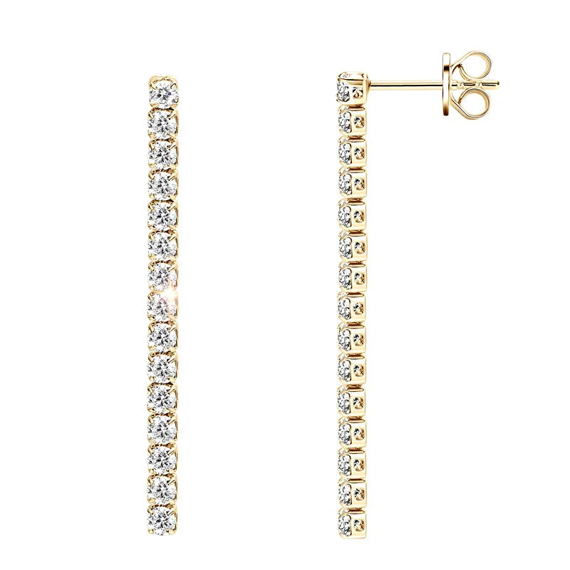 2.5mm Moissanite Tassel Stud Earrings 925 Sterling Silver Tennis Chain BandsCo Straps