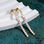 2.5mm Moissanite Tassel Stud Earrings 925 Sterling Silver Tennis Chain BandsCo Straps
