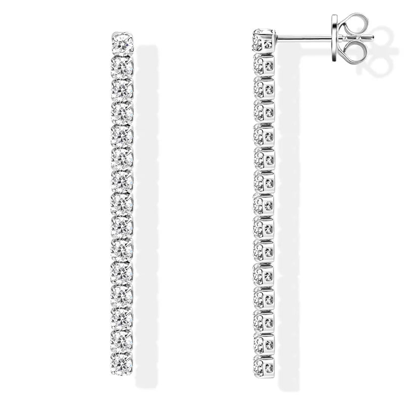 2.5mm Moissanite Tassel Stud Earrings 925 Sterling Silver Tennis Chain BandsCo Straps
