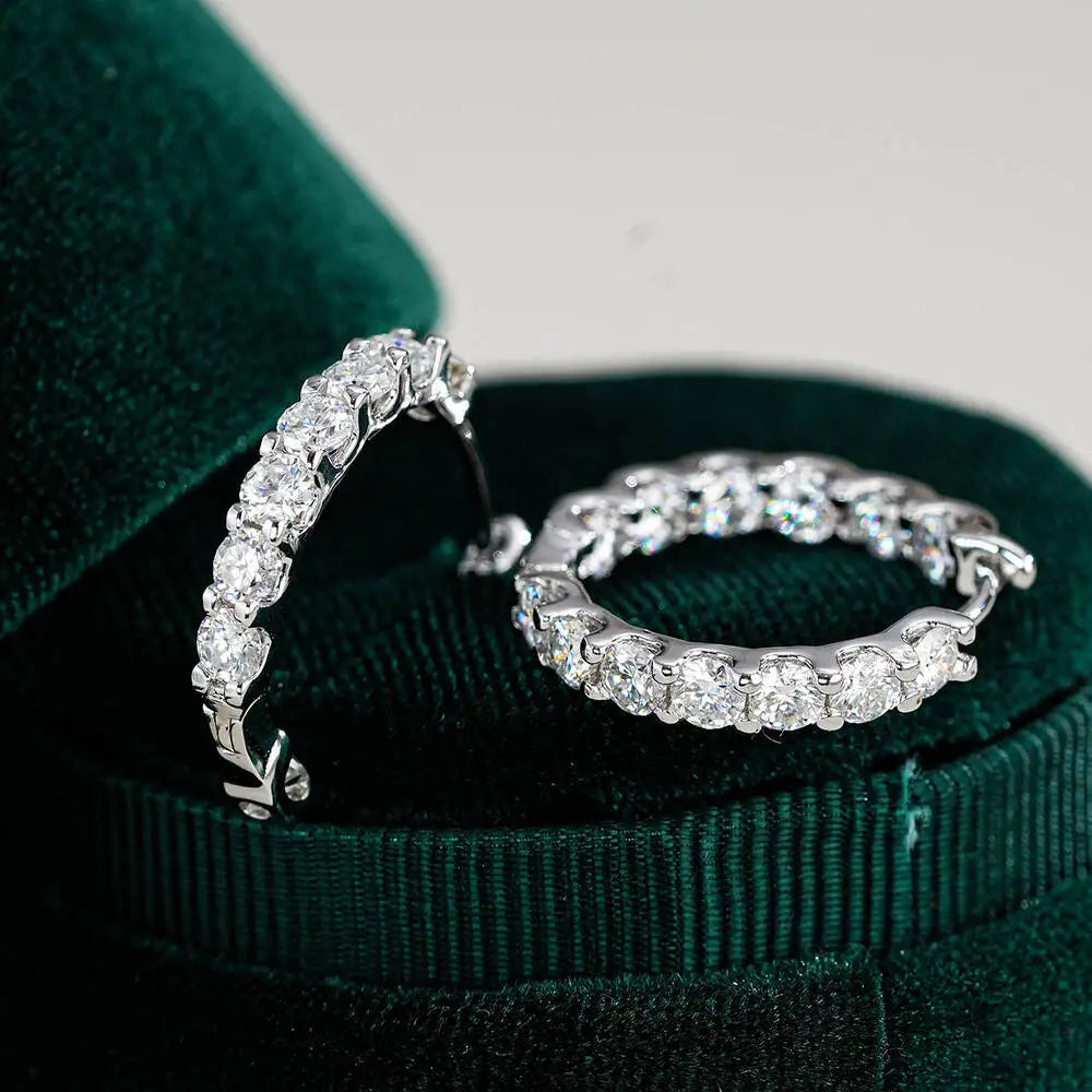 2.6Ct D Color Moissanite 925 Sterling Silver White Gold Plated Hoop Earrings For Women Wedding BandsCo Straps