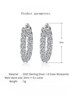 2.6Ct D Color Moissanite 925 Sterling Silver White Gold Plated Hoop Earrings For Women Wedding BandsCo Straps