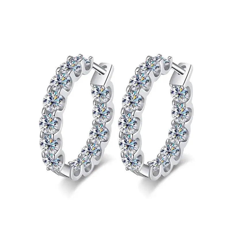 2.6Ct D Color Moissanite 925 Sterling Silver White Gold Plated Hoop Earrings For Women Wedding BandsCo Straps