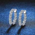 2.6Ct D Color Moissanite 925 Sterling Silver White Gold Plated Hoop Earrings For Women Wedding BandsCo Straps