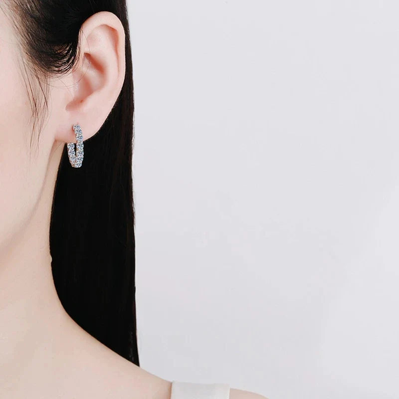 2.6ct D Color Moissanite Hoop Earrings 925 Sterling Silver 18k Gold Plated BandsCo Straps