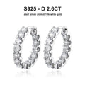 2.6Ct D Color Moissanite 925 Sterling Silver White Gold Plated Hoop Earrings For Women Wedding BandsCo Straps