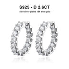 2.6Ct D Color Moissanite 925 Sterling Silver White Gold Plated Hoop Earrings For Women Wedding BandsCo Straps