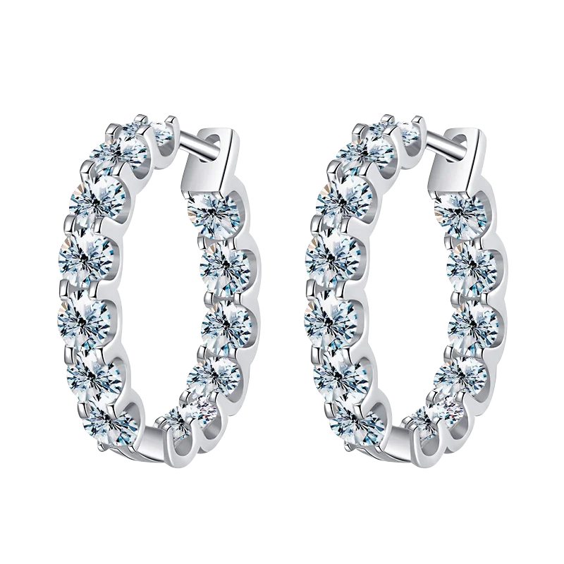 2.6ct D Moissanite 925 Sterling Silver Huggie Hoop Earrings for Women Wedding BandsCo Straps