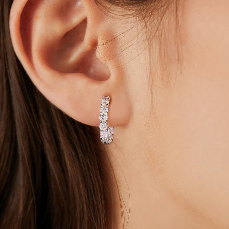 2.6ct D Moissanite Hoop Earrings Wedding 925 Sterling Silver White Gold Plated BandsCo Straps