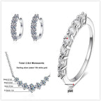 4.5ct Moissanite 925 Sterling Silver Bridal Jewelry Set Ring Necklace Earrings BandsCo Straps