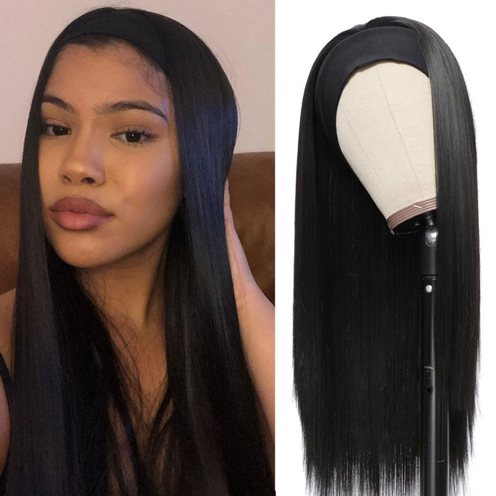 20 22 24 26 28 30inch Long Straight Headband Wigs Heat Resistant Synthetic Hair Wig Machine Made Wigs For Black Women Cosplay Wigs For Women Gifts for girlfriends Stevvex