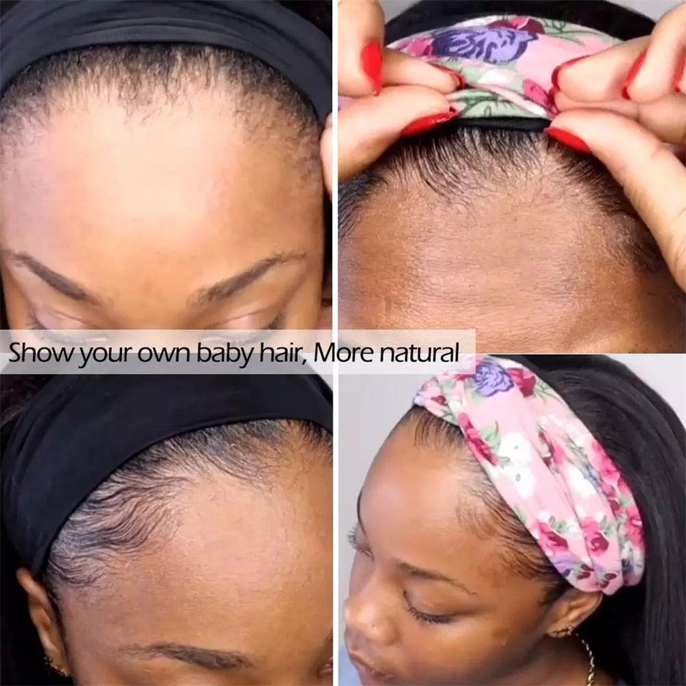 20 22 24 26 28 30inch Long Straight Headband Wigs Heat Resistant Synthetic Hair Wig Machine Made Wigs For Black Women Cosplay Wigs For Women Gifts for girlfriends Stevvex