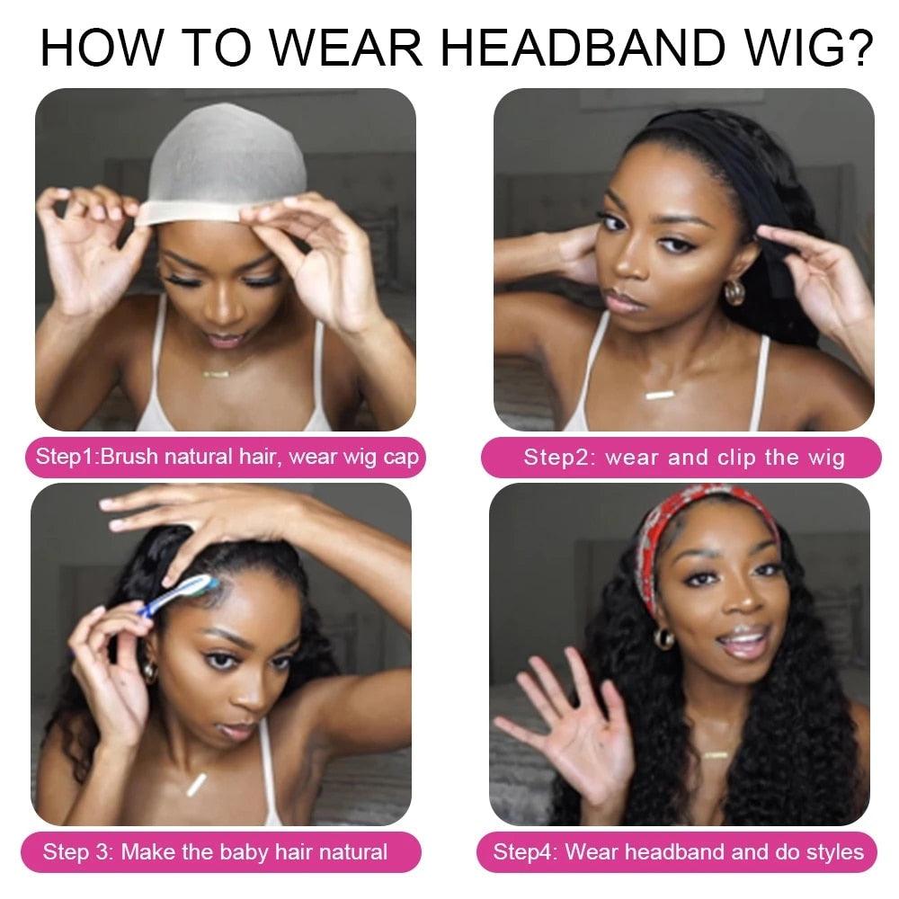 20 22 24 26 28 30inch Long Straight Headband Wigs Heat Resistant Synthetic Hair Wig Machine Made Wigs For Black Women Cosplay Wigs For Women Gifts for girlfriends Stevvex