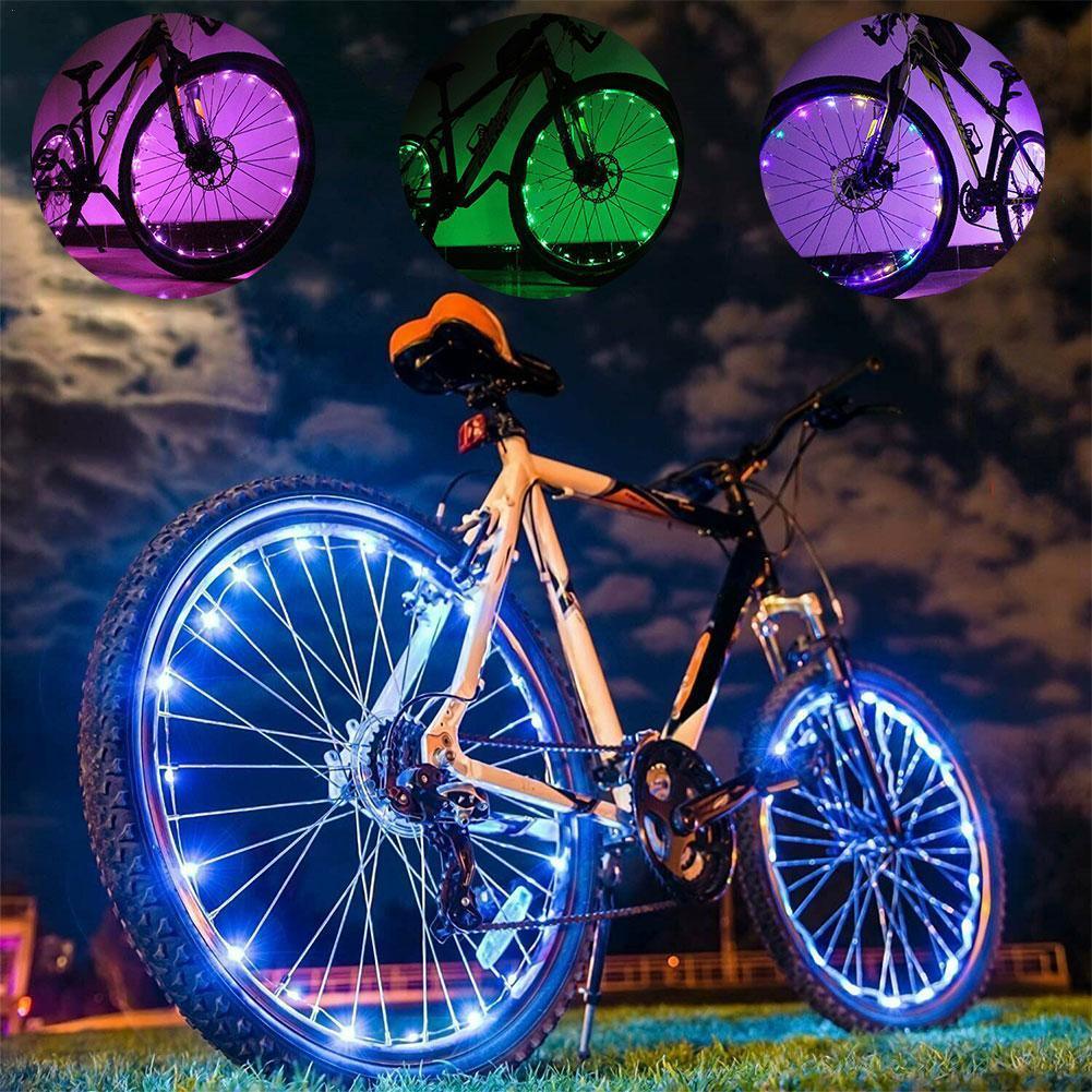 20 LED Bike Cycling Rim Lights Wheel Spoke Light String Strip Lamps Waterproof Bicycle Light Decoration Accessories Waterproof LED Bike Spoke Lights For Adult Bike Beautiful Night Bike Decoration Stevvex