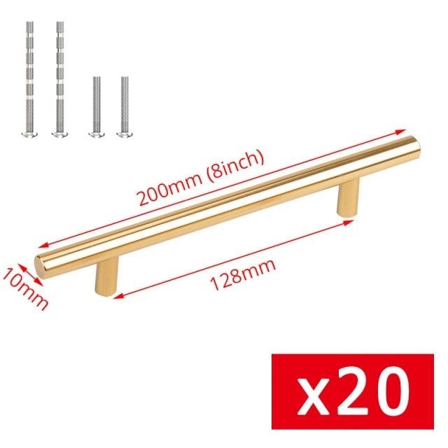 20 PCS Set Brushed Gold Kitchen Handle Stainless Steel T Bar Door Pull 76mm 96mm Cabinet Knobs and Handles Black Furniture Handle Stainless Steel Kitchen Cupboard Handles Cabinet Handles Stevvex