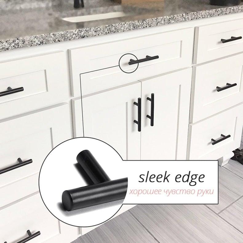 20 PCS Set Brushed Gold Kitchen Handle Stainless Steel T Bar Door Pull 76mm 96mm Cabinet Knobs and Handles Black Furniture Handle Stainless Steel Kitchen Cupboard Handles Cabinet Handles Stevvex