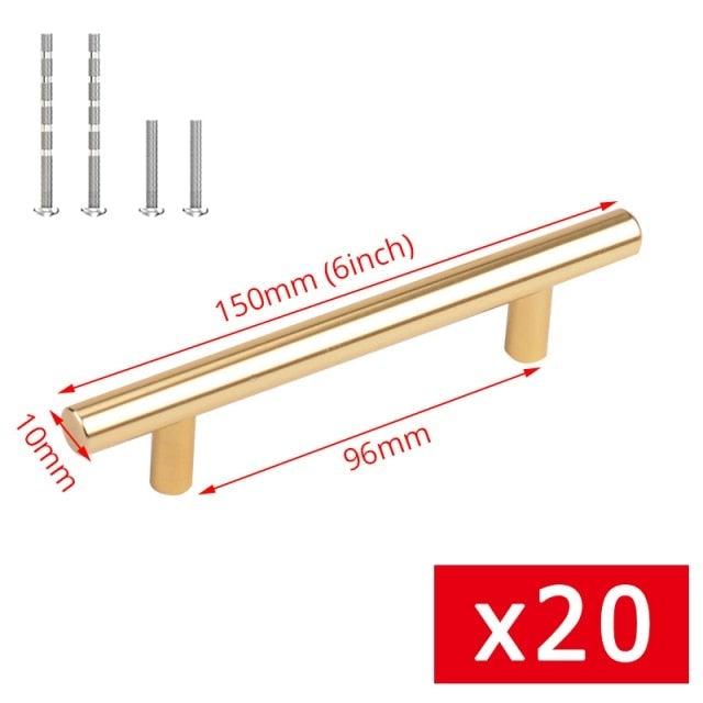 20 PCS Set Brushed Gold Kitchen Handle Stainless Steel T Bar Door Pull 76mm 96mm Cabinet Knobs and Handles Black Furniture Handle Stainless Steel Kitchen Cupboard Handles Cabinet Handles Stevvex