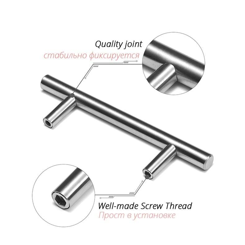 20 PCS Set Brushed Gold Kitchen Handle Stainless Steel T Bar Door Pull 76mm 96mm Cabinet Knobs and Handles Black Furniture Handle Stainless Steel Kitchen Cupboard Handles Cabinet Handles Stevvex