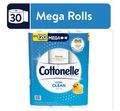 Cottonelle Ultra Clean Toilet Paper, 30 Mega Rolls
