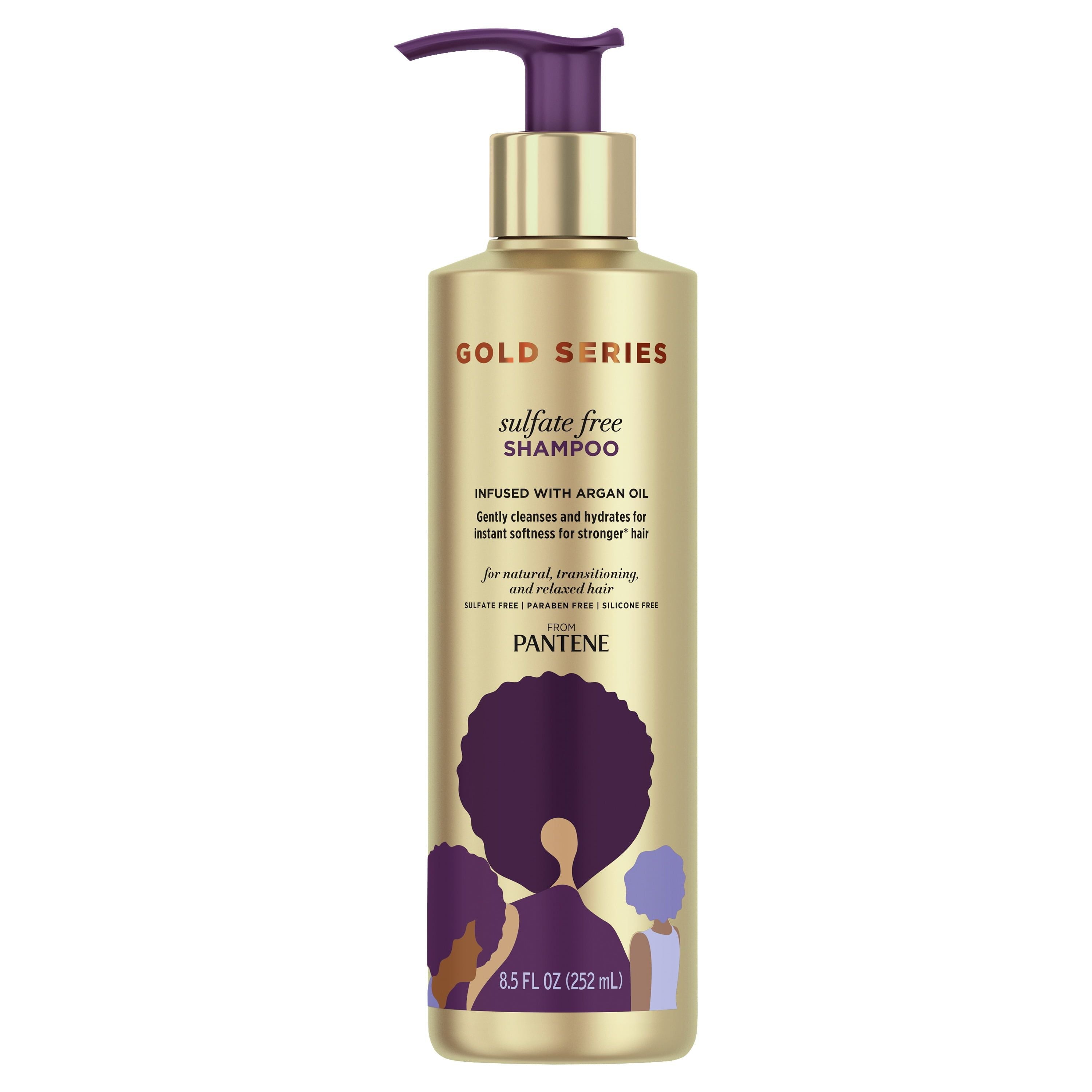 Pantene Gold Series Sulfate-Free Shampoo with Argan Oil for Curly; Coily Hair; 8.5 fl oz