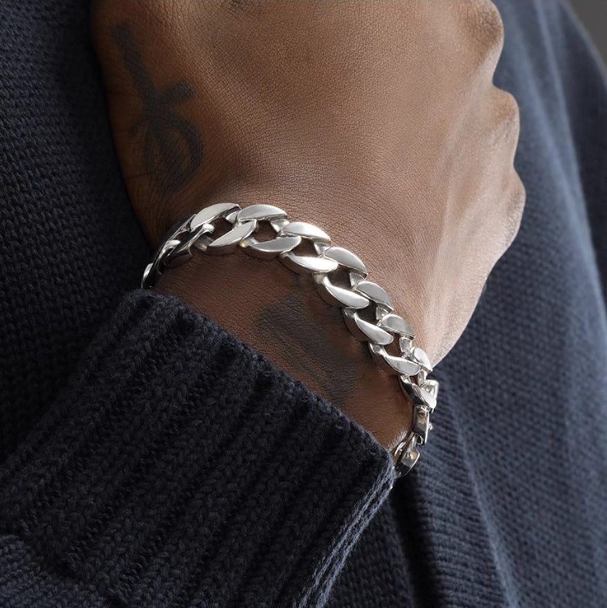 S925 Sterling Silver 13mm Thick Cuban Bracelet Pi-Mart
