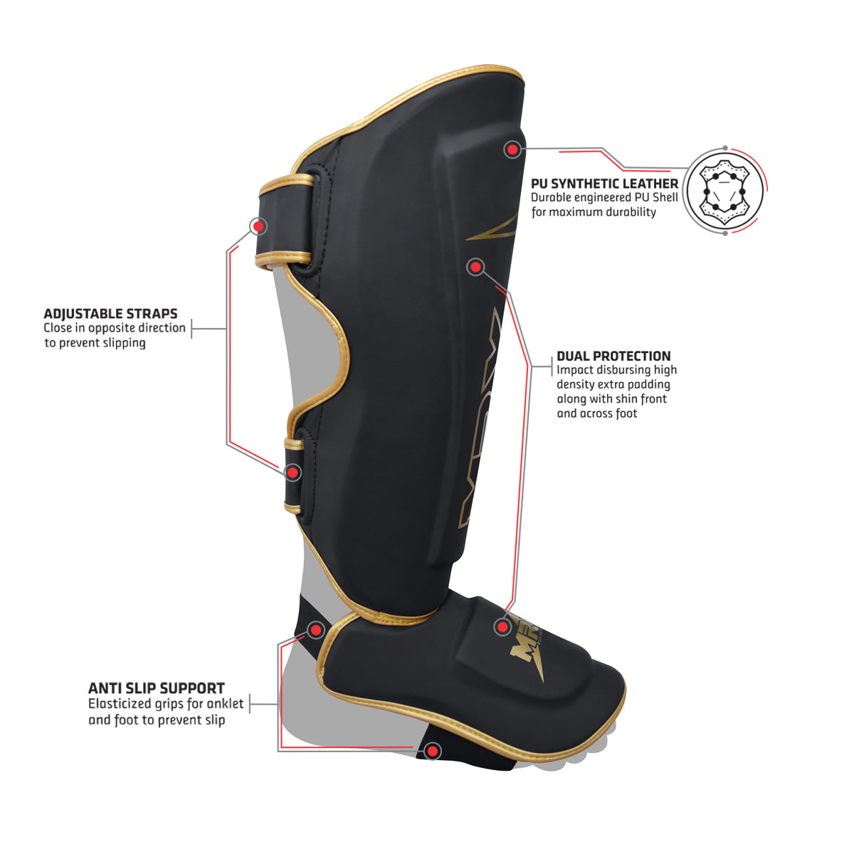 MRX BOXING & FITNESS Shin Guards Pads for Boxing MMA Muay Thai Kickboxing Training Workout Extra Padding Protective Gear Men Women - SJB-DIAMOND ELITES