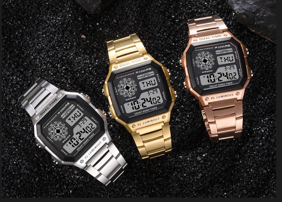 Luxury Famous Sports Business Square Retro Watch Waterproof 50M WIth Count Down Timer Digital Stopwatch Clock For Men and Woman Unisex Watch - SJB-DIAMOND ELITES