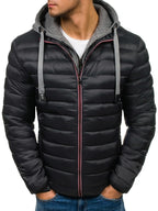Men's pure color hooded simple cotton jacket