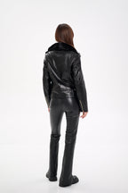 Genuine Mink Fur Embossed Leather Jacket - SJB-DIAMOND ELITES