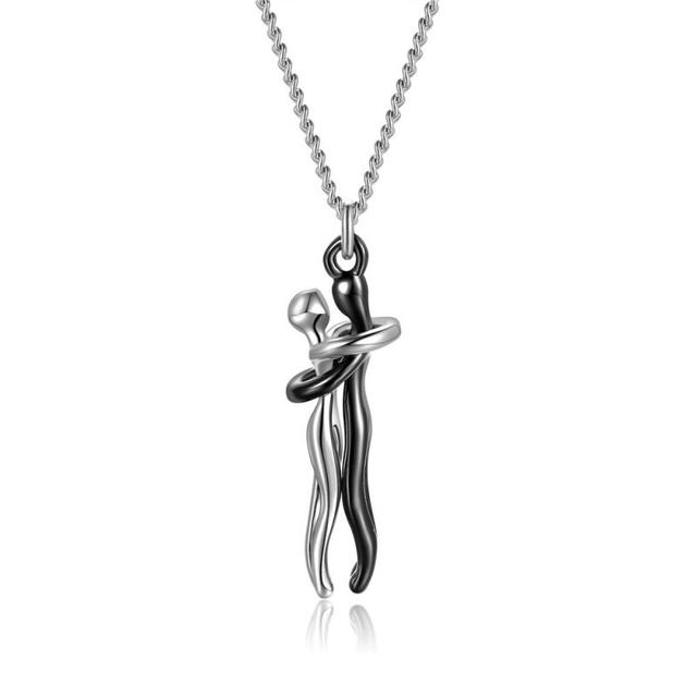 Couple Hugging Pendant Necklace Pi-Mart