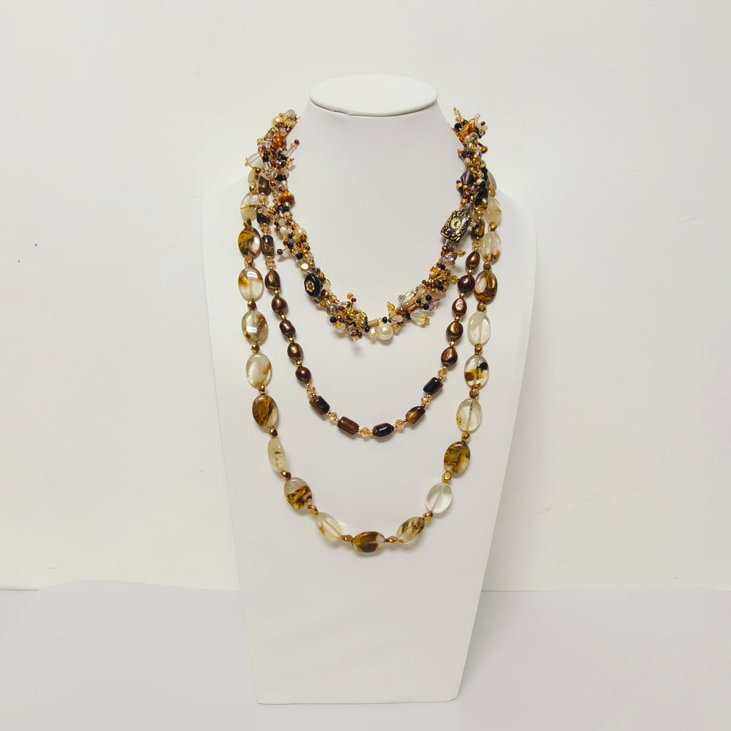 Handmade Premium Crystal Necklace |  Artisan Woven Jewelry with Alloy Accents  | Elegant Sparkling Statement Necklace for Women (MAC344)