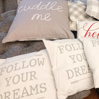 Follow Your Dreams 16in Canvas Pillow Rustic Farmhouse Arrow Throw BandsCo Straps