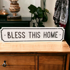 Farmhouse Wood Wall Sign Bless This Home Eat Good Food Rustic Hanging Plaque BandsCo Straps