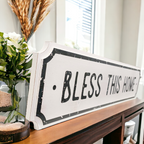 Farmhouse Wood Wall Sign Bless This Home Eat Good Food Rustic Hanging Plaque BandsCo Straps