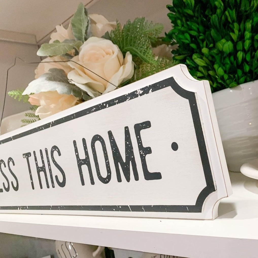 Farmhouse Wood Wall Sign Bless This Home Eat Good Food Rustic Hanging Plaque BandsCo Straps