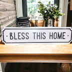 Farmhouse Wood Wall Sign Bless This Home Eat Good Food Rustic Hanging Plaque BandsCo Straps