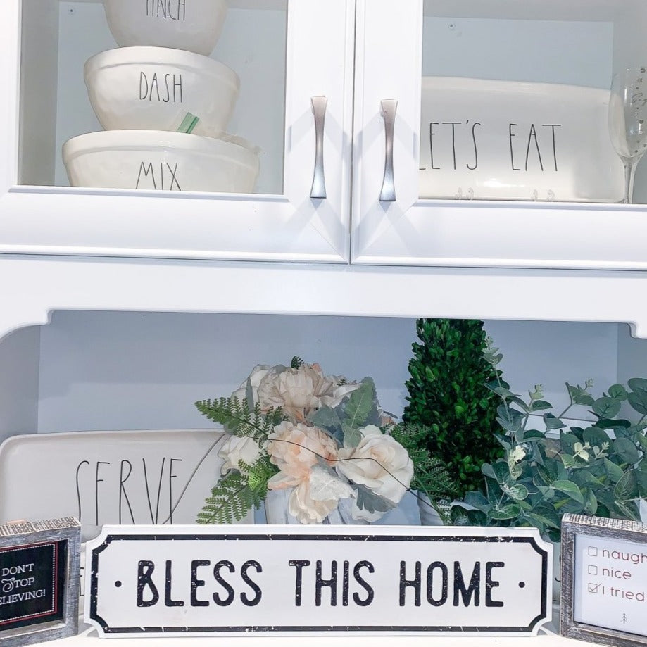 Farmhouse Wood Wall Sign Bless This Home Eat Good Food Rustic Hanging Plaque BandsCo Straps
